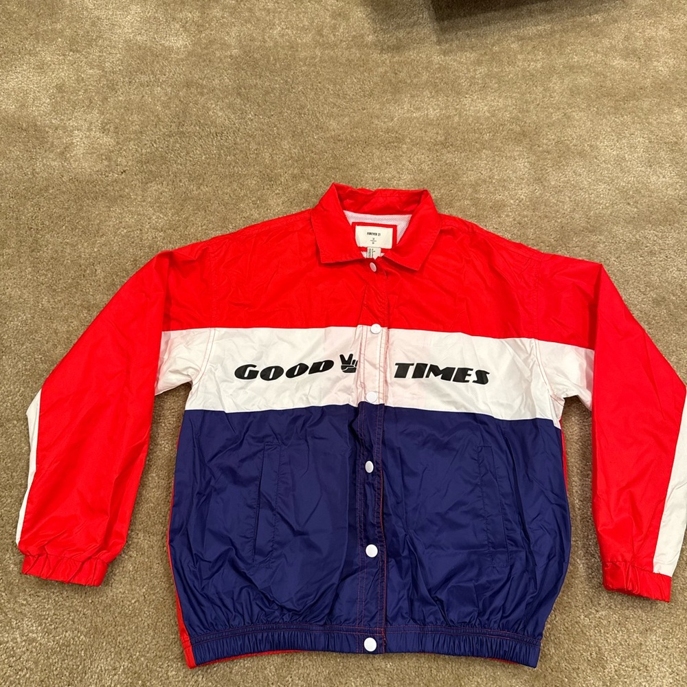 Forever 21 Women Red and Navy Raincoat